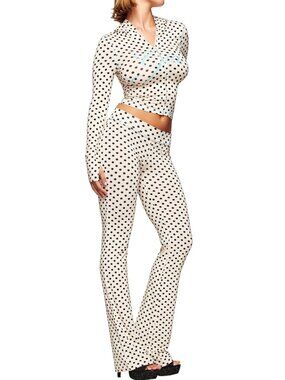 I.AM.GIA Polka Dot Hooded Top Flare Pants Set XS S